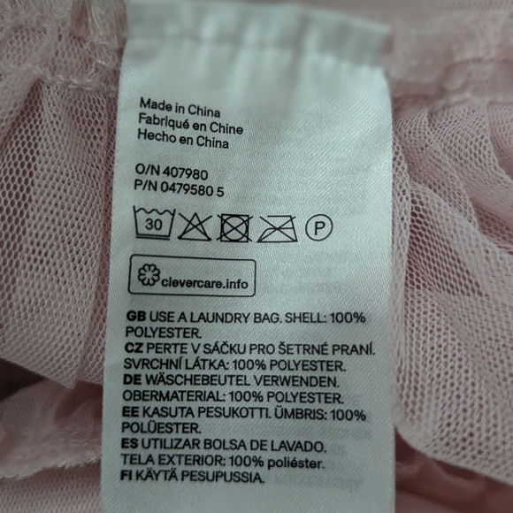H&M Limited Edition SHEER Mesh Pleated Long Pastel Pink Festival Skirt Size 4 - Picture 11 of 15